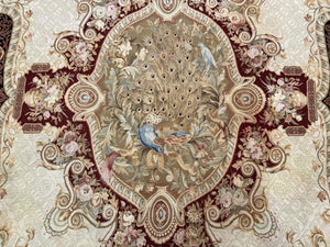 French Aubusson Rug 9x12 - European Design Flatweave Carpet