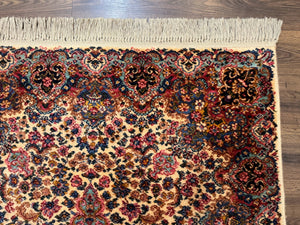 Karastan Ivory Kirman Rug 4x6, Floral Kirman #759, Wool Pile, Vintage, Original 700 Series