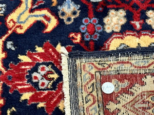 Persian Sarouk Mahal Rug 7x11, Navy Blue Multicolor Colorful Persian Carpet, Mina Khani Allover Pattern, Vintage Persian Rug