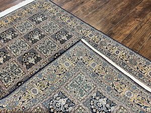 Persian Qum Rug 5x7, Panel Design Oriental Carpet, Multicolor, Hand Knotted Wool Vintage Traditional Rug, Medium Size 5 x 7 ft, Fine Rug