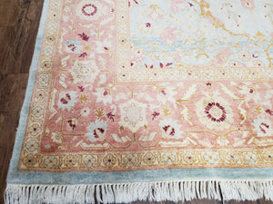 Pakistani Peshawar Rug 6x9, Light Colors, Wool, Hand Knotted, Vintage Rug for Modern Home