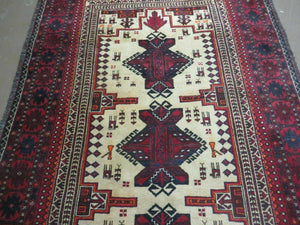 4' X 7' Vintage Handmade Pakistan Turkoman Bokhara Balouch Woven Wool Rug Nice