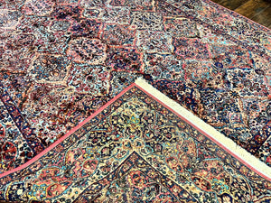 Karastan Rug 8.8 x 15, Multicolor Panel Kirman Rug #717, Large Wool Karastan Carpet, Vintage Multipanel Kirman, Original 700 Series