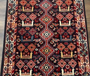 Small Karastan Rug 3x4, Yuruk Collection, Wool, Tribal, Geometric, Navy Blue