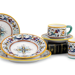 RICCO DERUTA DELUXE: Pasta/Soup Rimmed Bowl Plate (White Center)