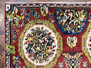 Persian Bakhtiari Rug 5x8, Wool Hand Knotted Antique Carpet, Red, Floral Oriental Rug, 5 x 8 Medium Sized Rug