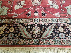 10' X 14' Vintage Hand Made Turkish Wool Rug Carpet Red Black Hand Knotted Nice