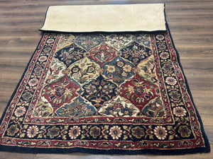Panel Design Wool Rug 5x8 Multicolor Hand Tufted Vintage Carpet