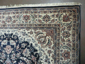 4' X 7' Vintage Handmade India Wool Silk Accent Rug Hand Knotted Black Organic