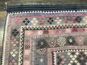 Persian Kurdish Kilim Rug 8x10, Large Flatweave Tribal Bohemian Rug, Vintage Zarand Kilim