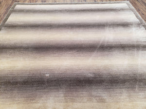 Vintage Safavieh Tibetan Indian Rug 6x9, Nepal Rug, Handmade, Striped Rug, Brown & Beige, 6x9 Oriental Carpet, Wool, Soft