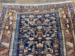 Caucasian Kalegy Rug 6x11, Wide Runner, Wool Hand Knotted Carpet, Navy Blue Tribal Rug, 1920s Antique Rug, 6 x 11 Oriental Carpet