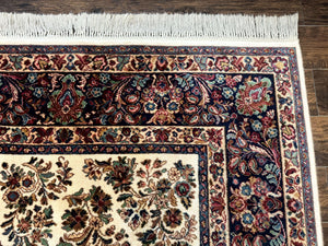 8.8 x 12 Karastan Ivory Sarouk Rug #760, Wool Pile, Vintage, Original 700 Series