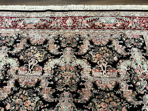 Sino Persian Rug 9x12, Black, Floral Bouquets