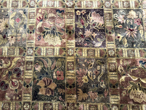 Indo Persian Rug 8.6 x 12 Panel Design Vintage Soft Wool Pile Multicolor