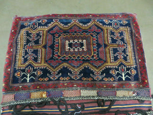 3' X 4.5' Antique Handmade Turkish Tribal Wool Rug Double Saddle Bag Nice