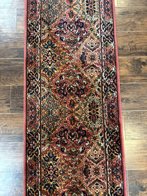 Karastan Runner Rug 2x9, Multicolor Panel Kirman Runner #717, Wool Pile, Original 700 Series, Vintage, Skinny Runner 2 x 9, Rare