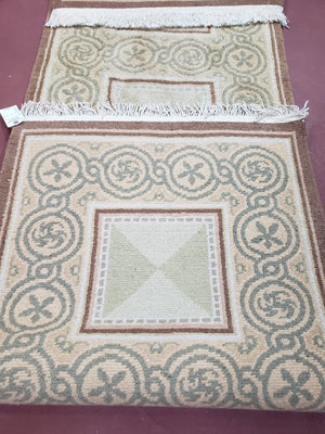 Vintage Tibetan Runner Rug 2.6 x 7.9 ft, Wool Hand-Knotted Nepali Carpet, Cream & Brown Tibetan Hallway Rug, Corridor Rug 2.5x7 - 3x8, Soft