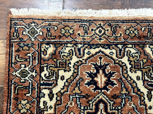 Indo Persian Heriz Runner Rug 2.6 x 8, Rust Color, Vintage