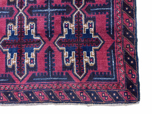 3X5 Vintage Handmade Tribal Wool Rug Balouchi Rug Afghan Rug Red Beige Blue Nice