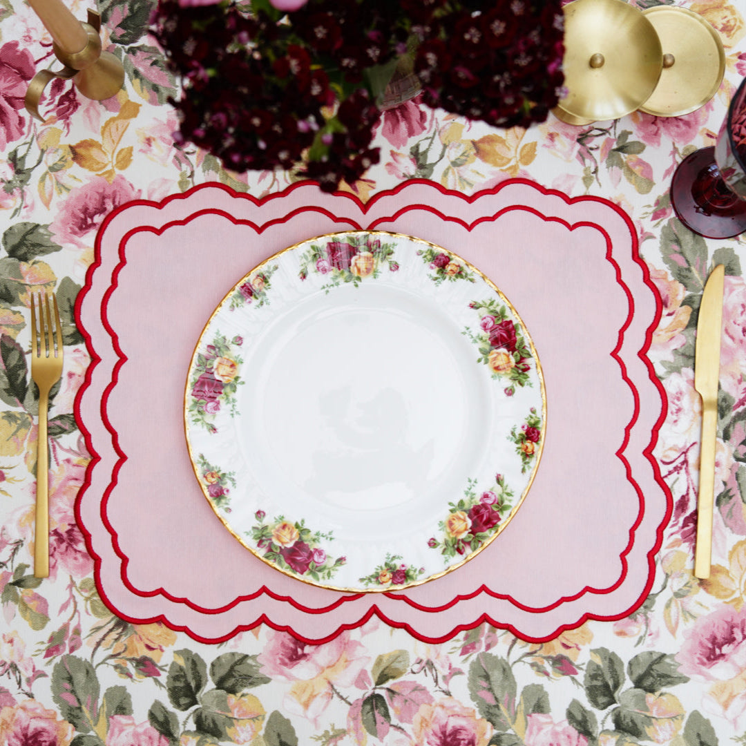ELARA PINK RECTANGLE FABRIC PLACEMAT & NAPKIN SET (Set Of 4) - Set of 4