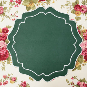 VISTA GREEN WAVY FAUX LEATHER PLACEMAT (Set Of 4)