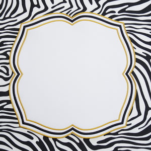 ZEAL WHITE BLACK & GOLD FAUX LEATHER PLACEMAT (Set Of 4)