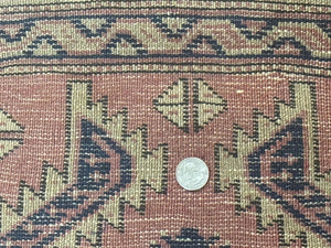 Antique Turkish Sparta Rug 3x6, Geometric Caucasian Kazak Pattern, Handmade