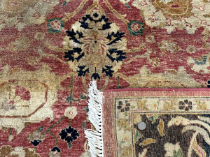 Indian Agra Rug 6x9, Allover Pattern, Traditional Wool Oriental Carpet