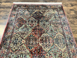Karastan Rug 5.9 x 9, Multicolor Panel Kirman Rug #717, Wool Original Karastan Collection 700 Series, Vintage Karastan Area Rug