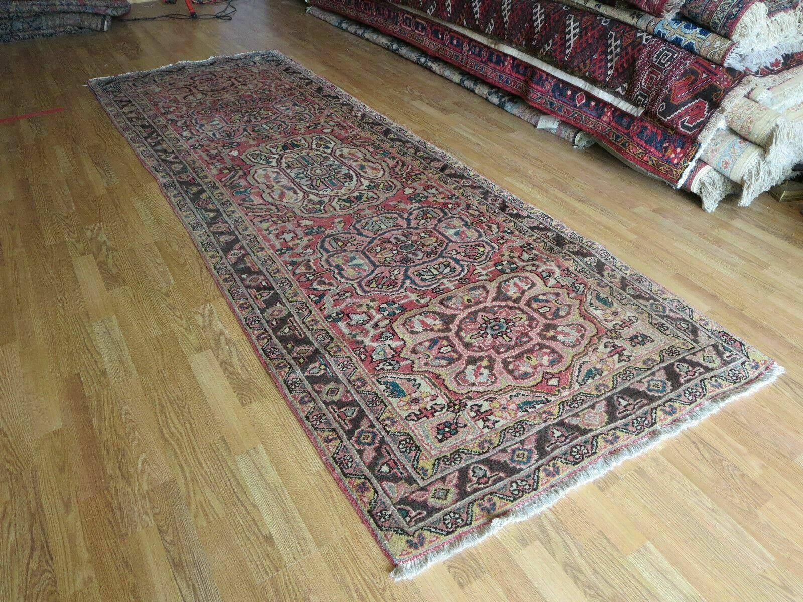 3' 9" X 10' 6" Semi Antique Handmade Turkish Wool Runner Rug
