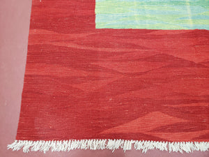 Red Turkish Kilim Rug, 5x7 - 6x8 Rugs, Red and Green Kilim Carpet, Kilim Area Rugs, Flatweave No Pile Rug, New Turkish Rug, Handmade Kilim