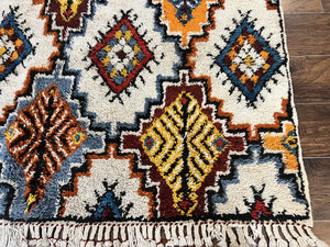 Moroccan Rug 5.9 x 7.6, Colorful Geometric Panel, Soft Wool, Handmade, Multicolor, Vintage Moroccan Carpet, Berber Rug, Rabat Rug