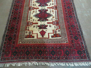 4' X 7' Vintage Handmade Pakistan Turkoman Bokhara Balouch Woven Wool Rug Nice