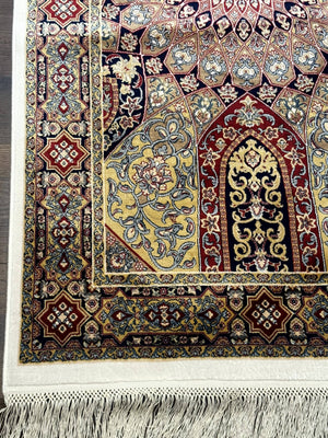 Turkish Silk Runner Rug 2.6 x 10, Dome Design, Hereke Runner, Bamboo Silk, New