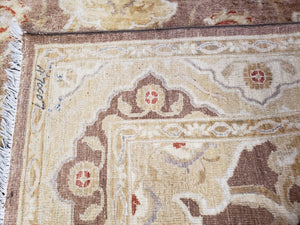 6x9 Pakistani Peshawar Rug, Handmade Wool Carpet, Soft Neutral Colors Rug, Vintage Rug for Modern Home