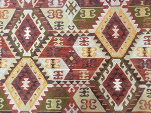 Turkish Kilim Rug 8x10, Geometric Design, Large Kilim Carpet