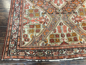 Wonderful Antique Persian Malayer Rug 4x6, Wool Hand Knotted Authentic Oriental Carpet, Very Fine