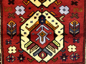 Small Persian Tribal Rug, Red and Ivory, Baluch Rug