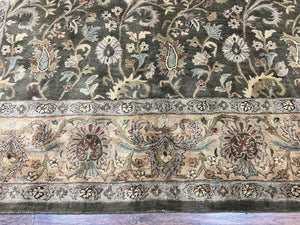 Pottery Barn Rug 8x10, Wool Hand Tufted Vintage Indian Carpet, Room Sized Wool Pile Floral Rug