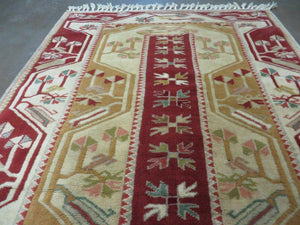 4' X 6' Vintage Handmade Knotted Turkish Kazak Pattern Wool Rug Carpet Nice