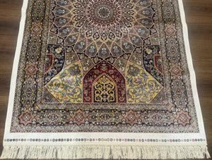 Turkish Silk Rug 4x6, Dome Design, Memluk Carpet, Bamboo Silk, New