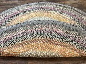 Large American Braided Rug 9x9, Multicolor Vintage Braided Carpet