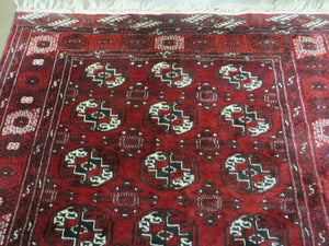 4' 5" X 5' 7" Semi Antique Handmade Afghan Yamud Turkoman Bokhara Wool Rug