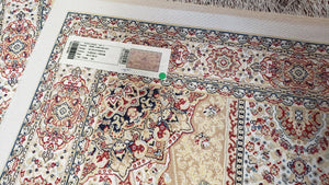 Beige & Cream Small Turkish Silk Rug, Bamboo Silk, Power-Loomed, Persian Design, High Quality, Soft Accent Rug, 3x5 ft, 2' 8" x 4' 11"