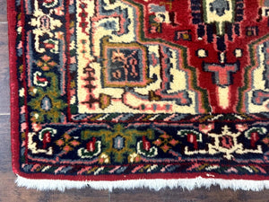 Indo Persian Heriz Runner Rug 3 x 17, Geometric Long Runner Carpet for Hallway, Medallions, Wool Runner Rug 3x17