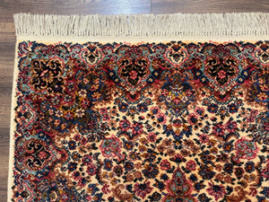 Karastan Ivory Kirman Rug 4x6, Floral Kirman #759, Wool Pile, Vintage, Original 700 Series