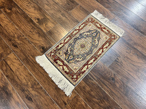 Silk Turkish Hereke Rug 2x3, Peacocks Birds, Signature from Master Weaver, Super Finely Hand Knotted 550 KPSI, Animal Pictorials
