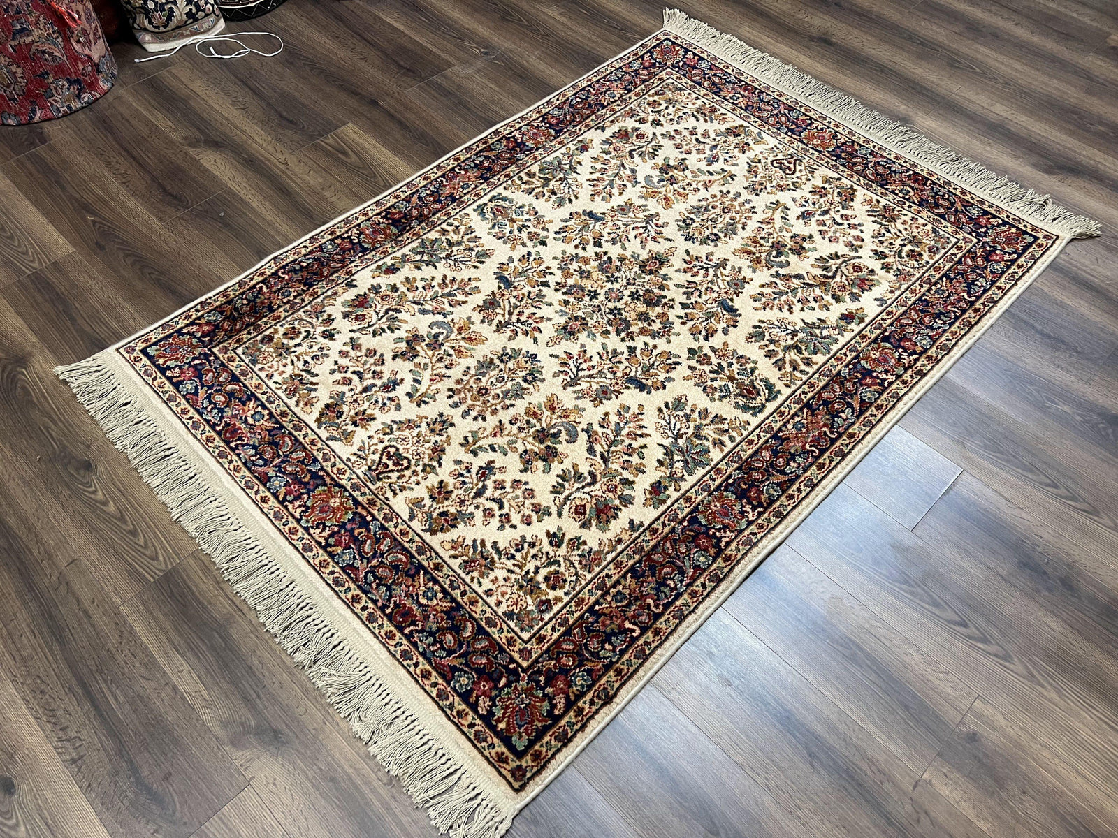 Karastan Rug 4.3 x 6, Karastan Ivory Sarouk #760 Wool Carpet, Vintage Original Collection 700 Series Discontinued, Floral Oriental Rug, Nice