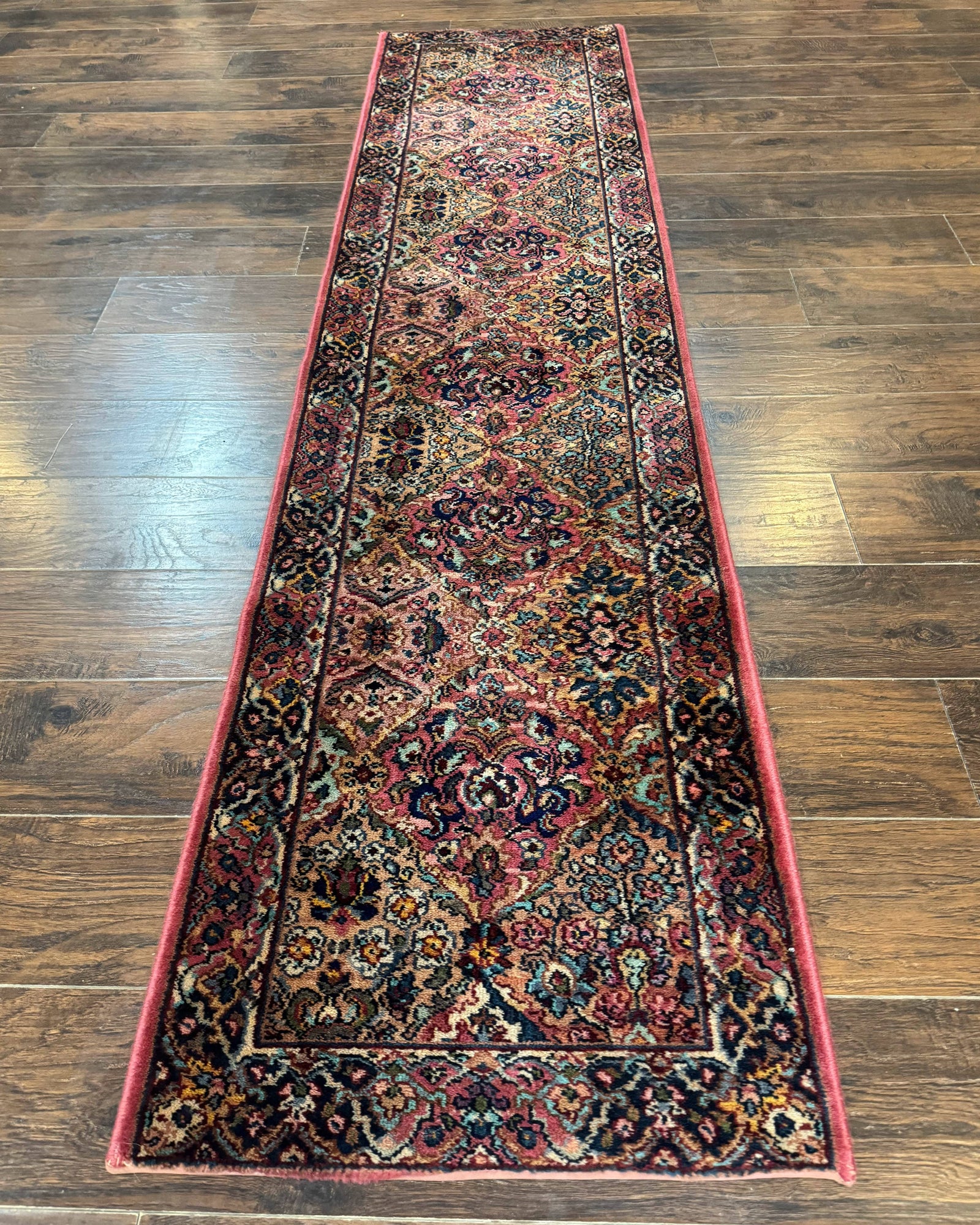 Karastan Runner Rug 2x9, Multicolor Panel Kirman Runner #717, Wool Pile, Original 700 Series, Vintage, Skinny Runner 2 x 9, Rare